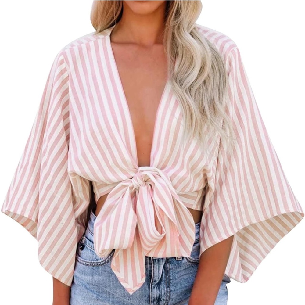 VICI | Stripe Crop Top V Neck